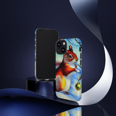A Squirrel Decorates the Forest for Christmas - Impact Resistant Phone Case